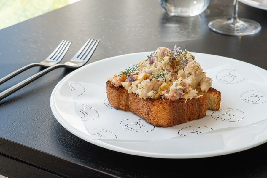 Blas Restaurant Lunch, Solva Crab on Toasted Brioche