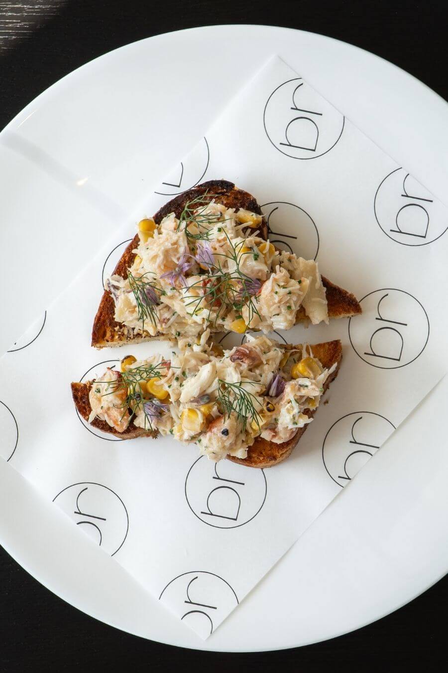 Blas Restaurant Lunch. Solva Crab on Toasted Brioche