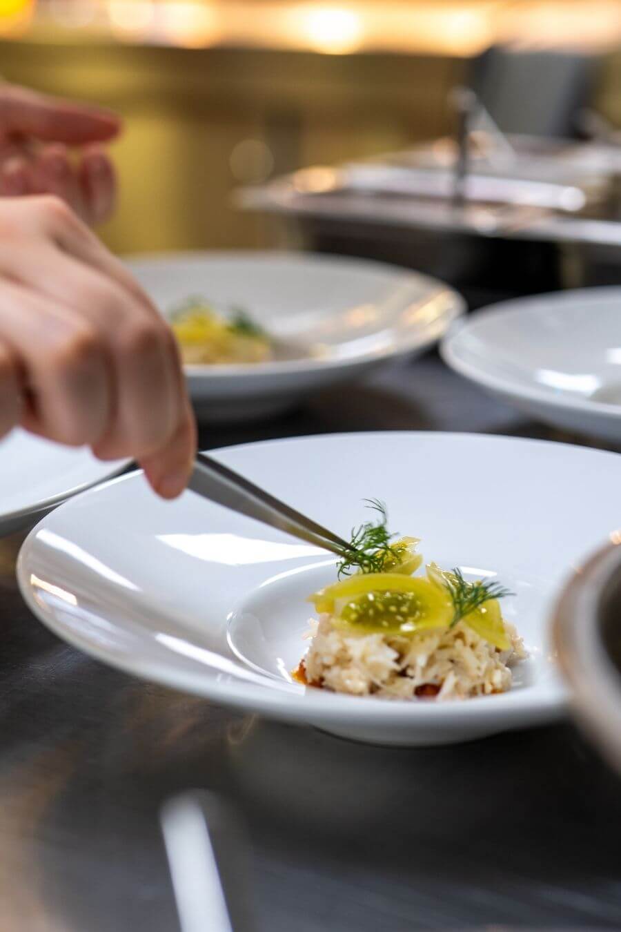 Blas Restaurant Kitchen. Solva Crab Starter