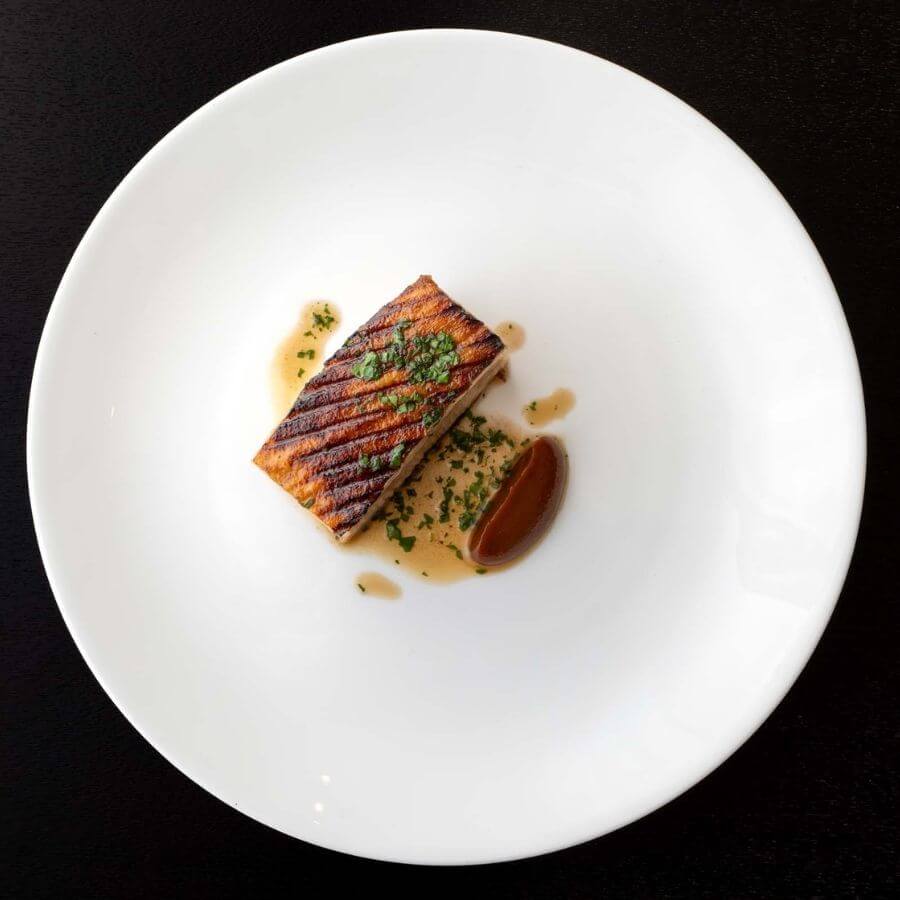 Blas Restaurant Dinner. Grilled Belly Pork with House Ketchup