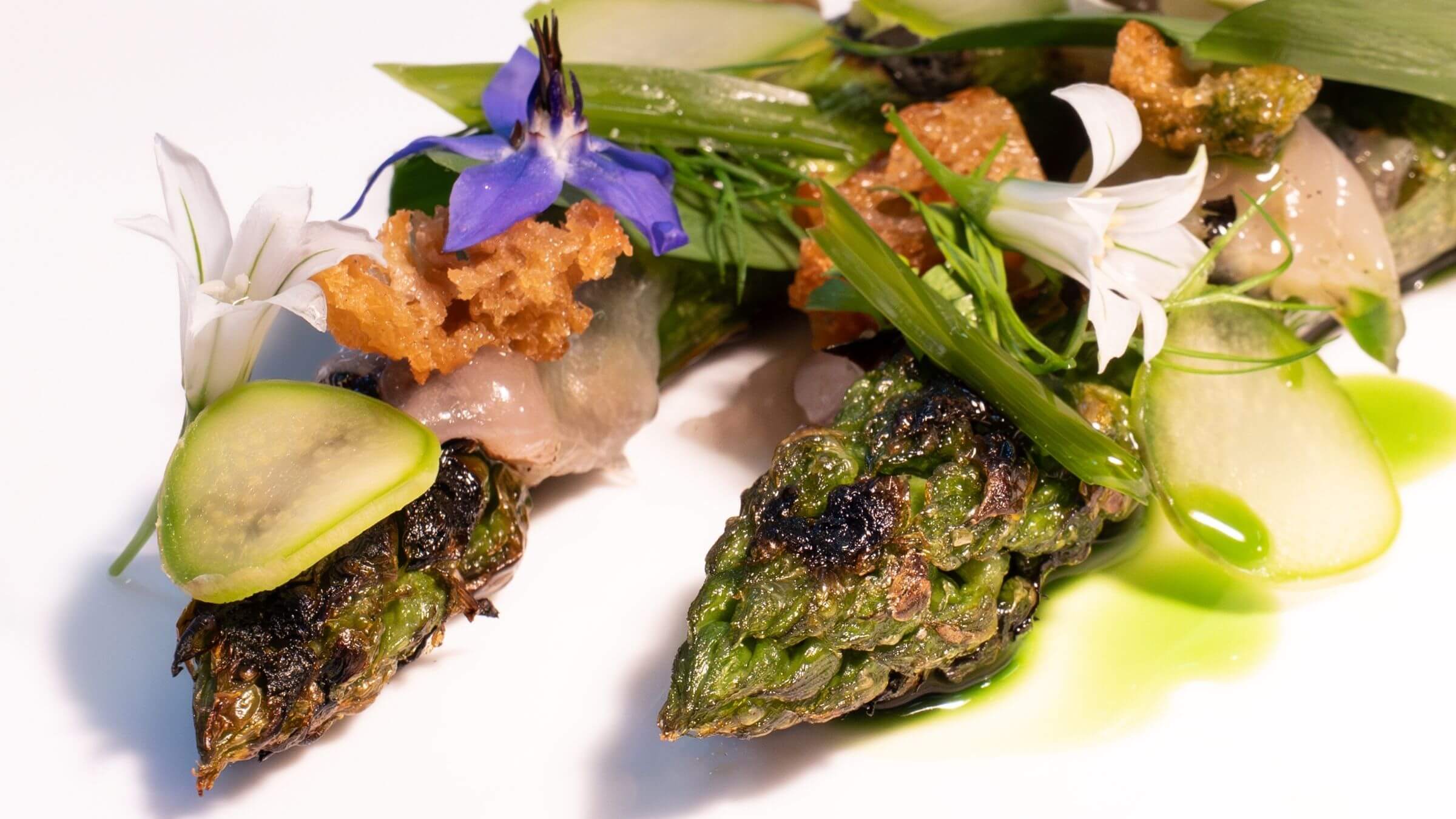 Dressed Asparagus with Goat Cheese
