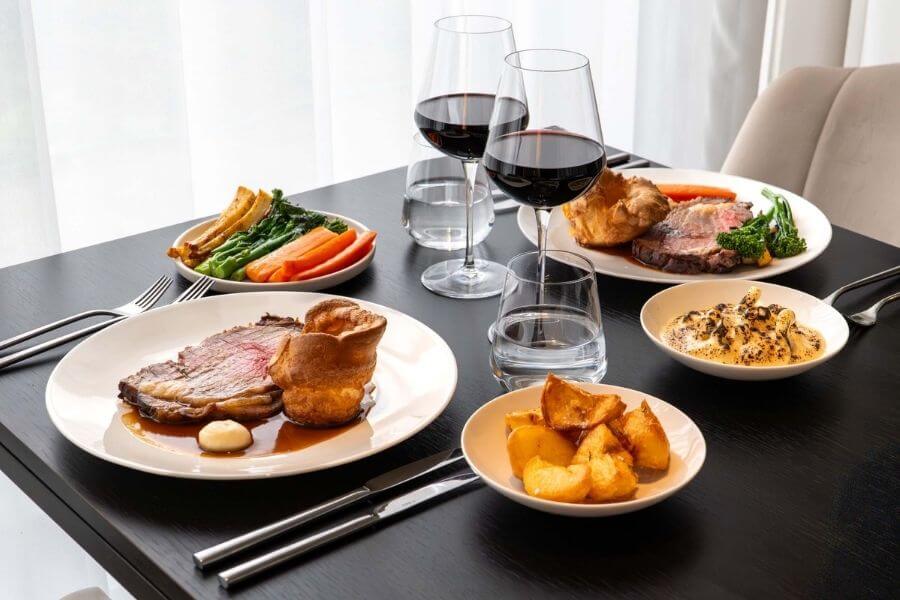 Blas Restaurant Sunday Lunch. Roasted Welsh Beef with Seasonal Vegetables